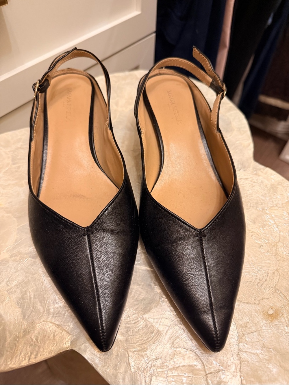 Black Pointed Slingback Kitten Heels - Classic Women's Shoes